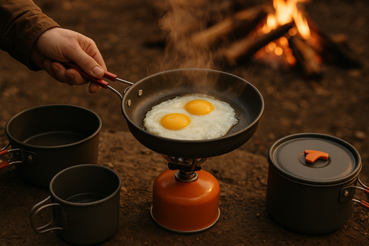 Cooking set in use at campsite